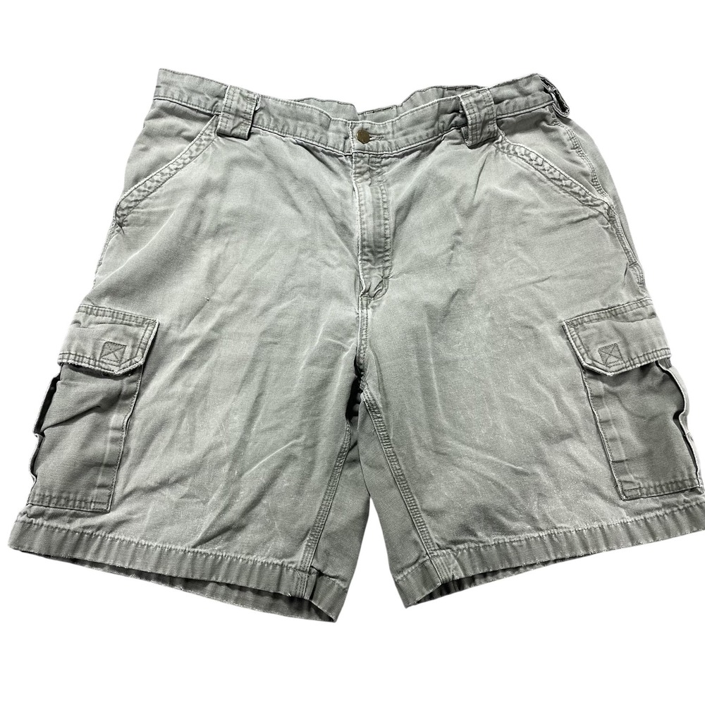 Carhartt Shorts Mens 42 Green Canvas Cargo 9" Inseam Relaxed Fit Workwear B164